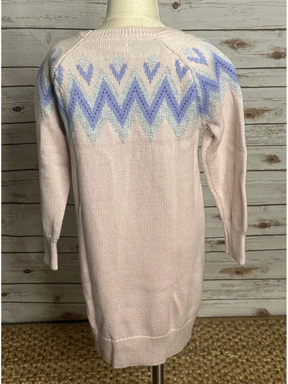Gymboree pink periwinkle metallic chevron sweater dress M (7-8) holiday pastel